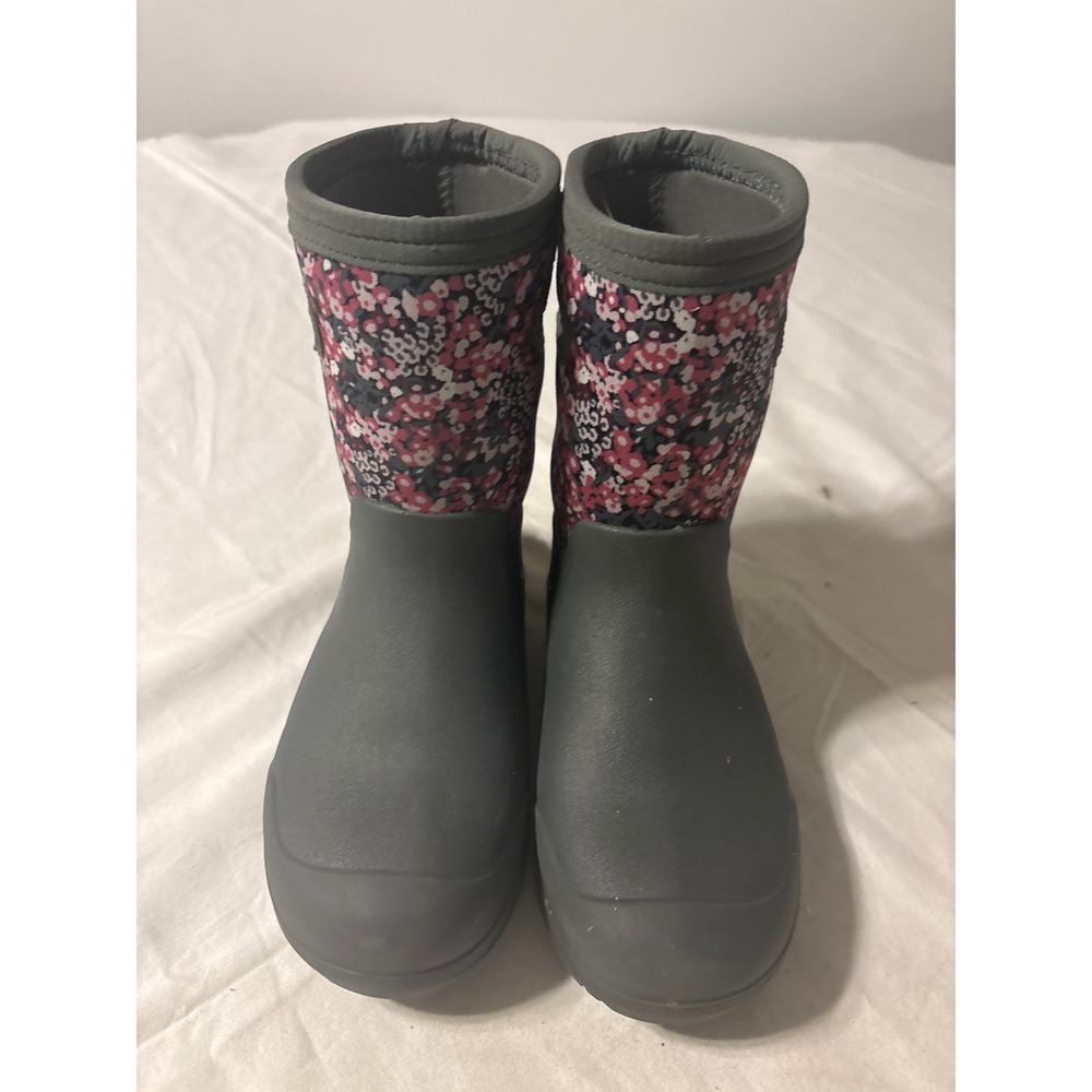 Bogs York SMLS IMPFL Boots Youth 3 Grey Pink Floral